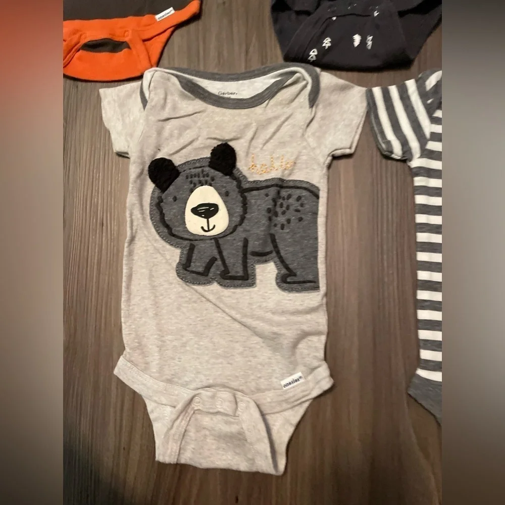 Gerber Assorted Baby Bodysuits - Orange, Black, Gray, White size 3/6M